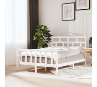 White Solid Pine Bed Frame 120x200 cm with Headboard Sturdy Wooden Base Slatted [EEK: D]