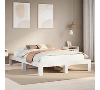 White Solid Pine Bed Frame 160x200 cm with Slatted Base, Underbed Storage Space [EEK: A]