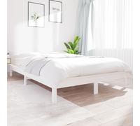White Solid Pine Bed Frame 160x200 cm Wooden Slatted Base Modern Platform Sturdy [EEK: A]