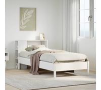White Solid Pine Bookcase Bed Small Single 75x190cm Slats Headboard Storage Unit