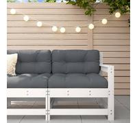 White Solid Pine Corner Garden Chair with Beige Cushions 62x62x70.5cm Outdoor L