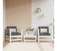 White Solid Pine Corner Sofa 63.5x63.5x60 cm with Cushions Outdoor Garden Patio