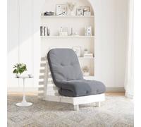 White Solid Pine Futon Sofa Bed with Grey Mattress 60x206x11 cm Adjustable Frame