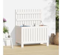 White Solid Pine Garden Storage Box 76x42.5x54 cm Outdoor Chest Organizer Bench