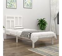 White Solid Pine Wood Bed Frame 75x190 cm Small Single 2FT6 Sturdy Headboard Bed [EEK: D]