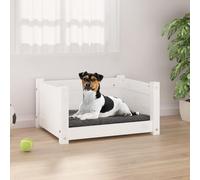 White Solid Pine Wood Dog Bed 55.5x45.5x28 cm Cozy Puppy Crate Sofa Raised Frame