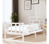 White Solid Pine Wooden Slatted Bed Frame 90x200 cm Small Single with Headboard [EEK: D]
