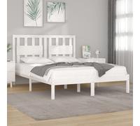 White Solid Pinewood Bed Frame 160x200 cm, Sturdy Design, Assembly Required, New [EEK: D]