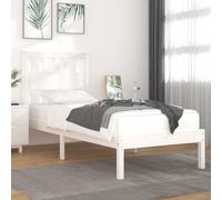 White Solid Pinewood Bed Frame with Headboard 90x200 cm Single, Sturdy, Sleek + [EEK: D]