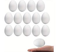 White Solid Polystyrene Foam Eggs Styrofoam, 40mm (4cm) - Pack of 10 - Suitable For School DIY Craft Projects, Art, Crafts, Home, School Projects, Party Decorations, Painting DIY, Christmas, Halloween
