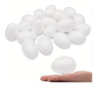 White Solid Polystyrene Foam Eggs Styrofoam, 50mm (5cm) - Pack of 10 - Suitable For School DIY Craft Projects, Art, Crafts, Home, School Projects, Party Decorations, Painting DIY, Christmas, Halloween