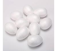 White Solid Polystyrene Foam Eggs Styrofoam, 70mm (7cm) - Pack of 10 - Suitable For School DIY Craft Projects, Art, Crafts, Home, School Projects, Party Decorations, Painting DIY, Christmas, Halloween