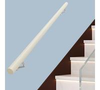 White Solid Wood Stair Banister9.2ft Round Wall Mounted Railing for Modern StairwaysDurable Stylish Easy to Install Perfect for Home Decor