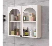 White Solid Wood Wall-Mounted Glass Display Cabinet - Over Toilet Storage for Cosmetics & Perfumes Multi-Purpose 70x60x15 cm Transparent Door Stylish Home Decor
