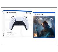 White Sony DualSense Wireless Controller PS5 & Unknown 9 Awakening Game