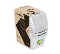 Sorting Waste Bin Recycling Dustbin 20L Black White Grey Stackable Set of 3 Bins for Home Office School (White, 3x20L)