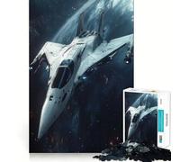 White Spaceship in Orbit Jigsaw for Teenagers 1000 Pieces Mind Boost Fun Clean Cut Sturdy Components Heartwarming Gathering Activity (38x26cm)