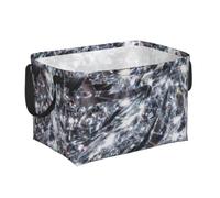 White Sparkling Diamond Facets Foldable Rectangular Storage Basket | Open-Top Design With Two Handles And A Flexible Plastic Rim.