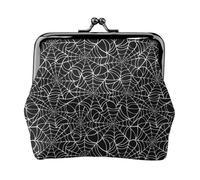 White Spider Web Cobweb Black Coin Purse, Kiss-lock Change Purse Wallets, Small PU Leather Coin Purse for Women