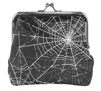 White Spider Web Nature Coin Purse Holder Women Leather Kiss Lock Buckle Small Pouch Coin Wallet, White Spider Web Nature, Classic