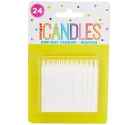 Unique Birthday Candles 1905WC - Striped White 6 cm - Pack of 24