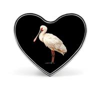 White Spoonbill Bird Badge Pin Brooch Button Stylish Heart Shaped Decorative for Clothes Backpacks Hats