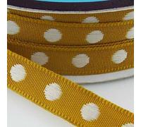 White Spot Taffeta Ribbon 922D, 042 Mustard Gold, 6mm 1m