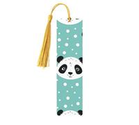 White Spotted Panda Unique Double-Sided Artwork Printed Wooden Bookmarks, Artistic Book Accessories Birthday Presents for Men Women Presents for Book Lovers