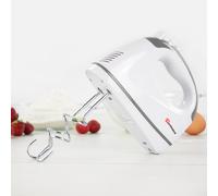 SQ Professional Blitz Hand Mixer - Electric Whisk and Beater for Baking, 5 Speeds, Stainless Steel Kneader, 300W (White)