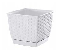 (White Square, 3.8 Litres) Plant Pot Flowerpot Wave Plastic Crystal Modern Decorative Small Medium Large