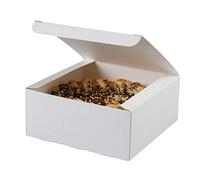 WHITE SQUARE BOXES - CARDBOARD TAKEAWAY TRAY BOX CASE PIE/CAKE SHOP PACKAGING (Medium White Square, 5 Boxes)