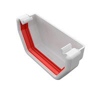 White Square Gutter External Stop End, Freeflow 114mm Rain Water Systems