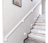 White Square Metal il - Industrial Iron Stair Railing for Wall Mount - Support Rod with Safe Bar for Footrest - Perfect for Stairs and Balconies