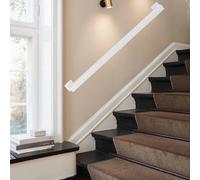 White Square Stair il Wall Mounted Safety Railing for Indoor Outdoor Steps 60cm to 6m Length Options Grab Bar for Porch & Stairway Support (16ft 4.8m)