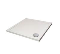 White Square Stone Anti-Slip Shower Tray with Corner Waste Position - 700 x 700mm - Balterley