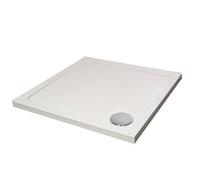 White Square Stone Resin Premium Shower Tray With Corner Waste Position, 1000 X 1000 mm - Balterley