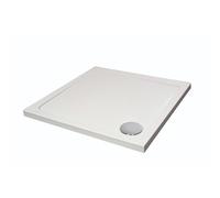 White Square Stone Resin Premium Shower Tray with Corner Waste Position, 700 x 700 mm - Balterley