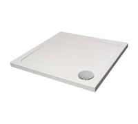 White Square Stone Resin Premium Shower Tray with Corner Waste Position, 700 x 700 mm - Balterley