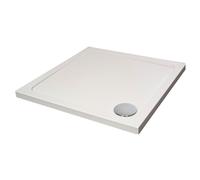 White Square Stone Resin Premium Shower Tray with Corner Waste Position, 760 x 760 mm - Balterley