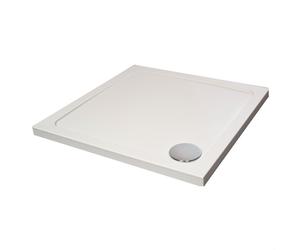 White Square Stone Resin Premium Shower Tray with Corner Waste Position, 800 x 800 mm - Balterley