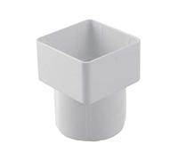 White Square to Round Downpipe Adaptor Connector, Freeflow Rain Water Systems
