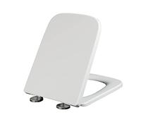 White Square Toilet Seat Lid Rectangular Shape Toilet Seat with Mute Soft Close Seat Cover & Quick-Release, Easy Top Fix Blind Hole,03B
