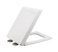 White Square Toilet Seat with 360° Adjustable Hinge, Soft Close and Quick Release, Top Fixing, Plastic Square Slow Closing Toilet Seat,06A
