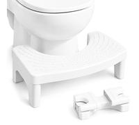 White Squatting Toilet Stool 7 Inch - Ergonomic Foot Stool with Removable Legs, Anti-Slip Bathroom Step, Heavy Duty Plastic, Tool-Free Assembly, Fits Most Standard Toilets for Adults & Children