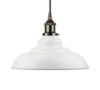 White St Edmund's Painted Dome Pendant Light With Black Nickel Lamp Holder And Black Round Cable - Se Home