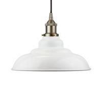 White St Edmund's Painted Dome Pendant Light With Brushed Chrome Lamp Holder And Black Round Cable - Se Home