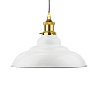 White St Edmund's Painted Dome Pendant Light With Gold Lamp Holder And Black Round Cable - Se Home