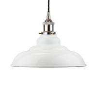 White St Edmund's Painted Dome Pendant Light With Nickel Lamp Holder And Black Twisted Cable - Se Home