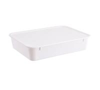 White Stackable Plastic Storage Boxes Open Bins 4 Pack | Set of 4 open-top plastic storage bins stack neatly to keep toys, books and pantry items tidy in any room.