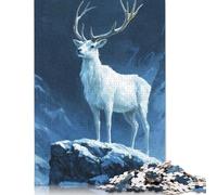 White Stag in Snowy Mountains Puzzles 1000 Pieces Wood Puzzle Jigsaws for Adults Family Game for Adults And Teenagers 1000pcs (75x50cm)